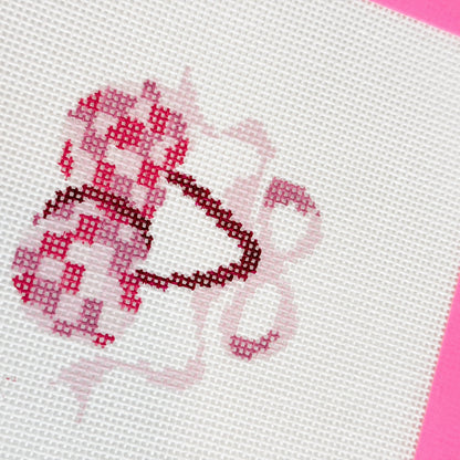 Disco Cherries Coquette Needlepoint Canvas Hand Painted, Cherry Bows 18 Mesh 3" Design Needlepoint Canvas, Modern Needlepoint Canvas