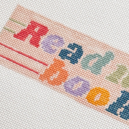 Hand Painted Needlepoint Bookmark Canvas 18 Mesh 2”x7” Design, Retro Needlepoint Canvas, Reading Needlepoint Canvas