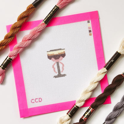 Hand Painted Espresso Martini 2” Needepoint Canvas 18 Mesh Coquette Needlepoint Canvas Cocktail Hand Painted