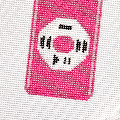 Y2K MP3 Player Pink Nostalgic Needlepoint Canvas 13 Mesh 5"x2.5" Design, Y2K Needlepoint, Aesthetic Needlepoint Canvas Hand Painted