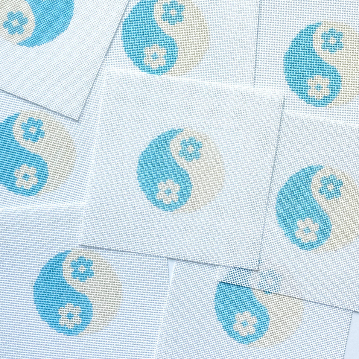 Yin Yang Flower Round Needlepoint Canvas | Hand-Painted 13 Mesh | 4" Design on 8" x 8" Canvas | Ready to Ship