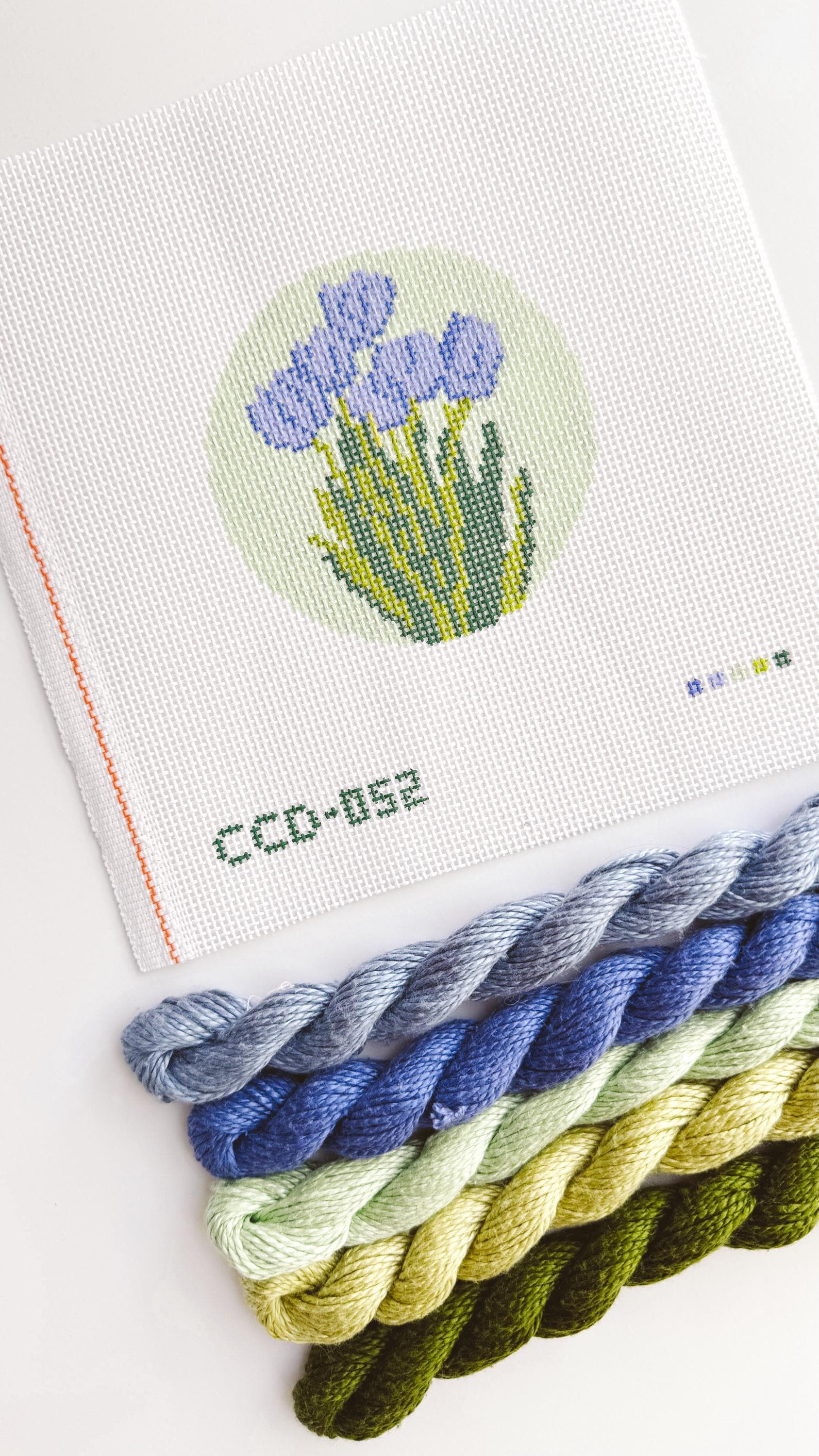Tulip Flower Round Needlepoint Canvas | Hand-Painted 13 Mesh | 4" Design on 8" x 8" Canvas | Ready to Ship