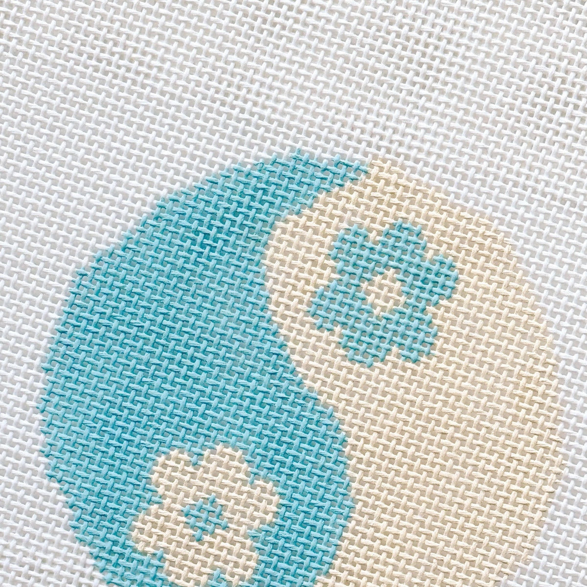Yin Yang Flower Round Needlepoint Canvas | Hand-Painted 13 Mesh | 4" Design on 8" x 8" Canvas | Ready to Ship