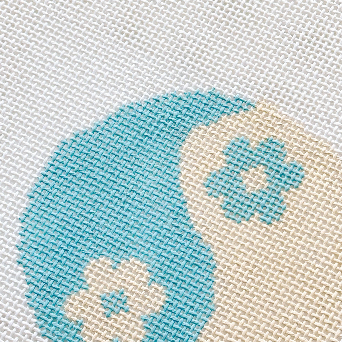 Yin Yang Flower Round Needlepoint Canvas | Hand-Painted 13 Mesh | 4" Design on 8" x 8" Canvas | Ready to Ship