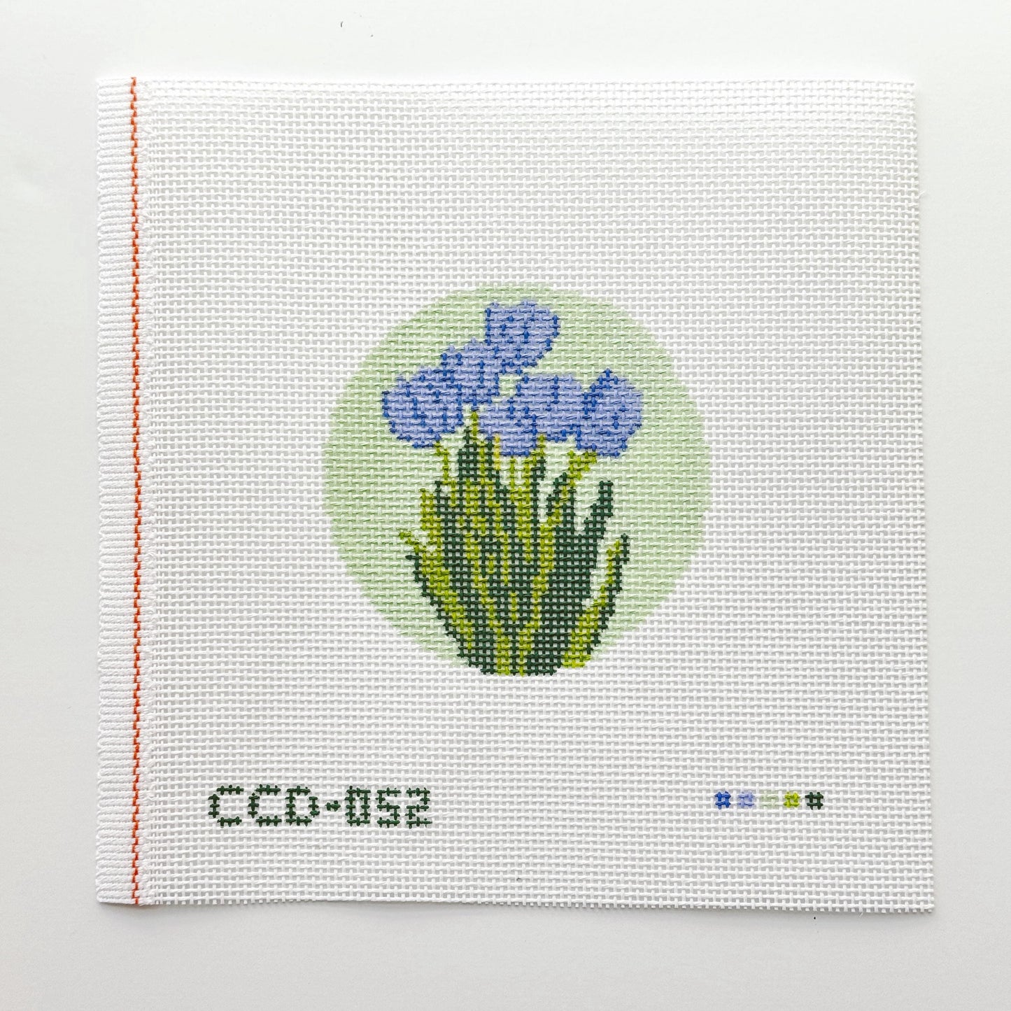 Tulip Flower Round Needlepoint Canvas | Hand-Painted 13 Mesh | 4" Design on 8" x 8" Canvas | Ready to Ship