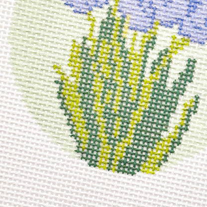 Tulip Flower Round Needlepoint Canvas | Hand-Painted 13 Mesh | 4" Design on 8" x 8" Canvas | Ready to Ship