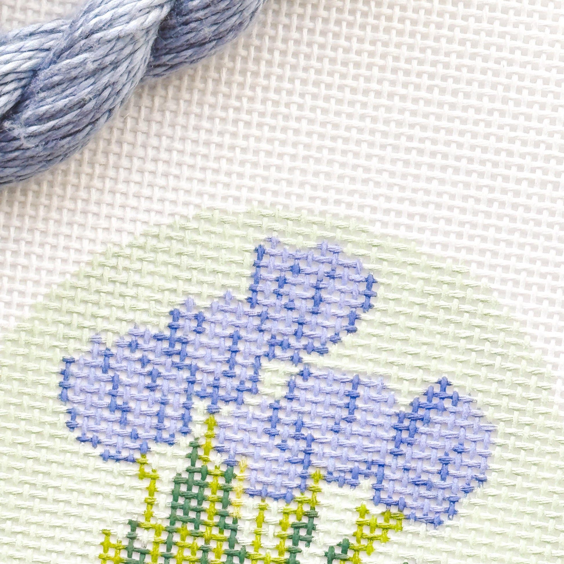 Tulip Flower Round Needlepoint Canvas | Hand-Painted 13 Mesh | 4" Design on 8" x 8" Canvas | Ready to Ship