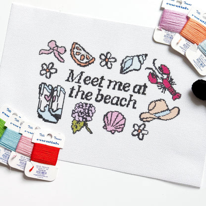 Meet Me at the Beach Needlepoint Canvas, Summer Beach Needlepoint Pillow Canvas, Summer Needlepoint Project