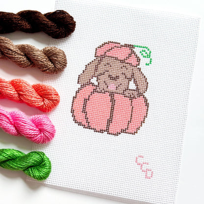 Pumpkin Dog 13 Mesh Needlepoint Canvas, Fall Dog Needlepoint Canvas, Fall Needlepoint Canvas, Autumn Needlepoint