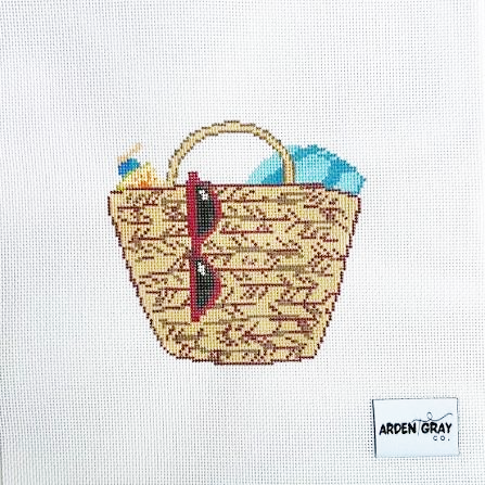 Straw Beach Bag Tote Needlepoint Canvas, Beach Tote Needlepoint, 18 Mesh, 4x4 Design