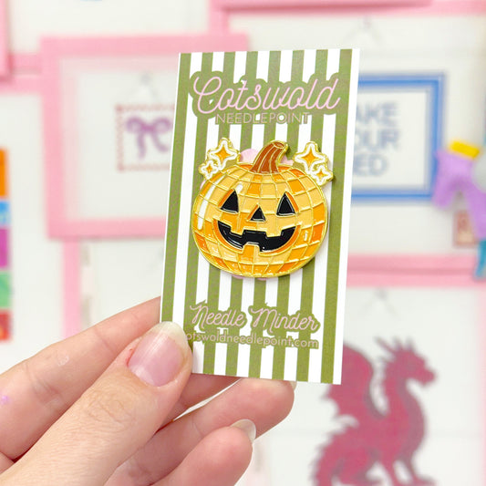 Jack-o-lantern pumpkin magnetic needle minder by Cotswold Needlepoint