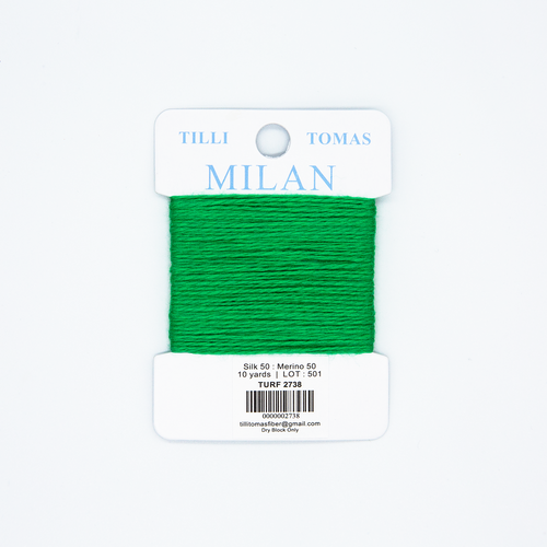 Milan Turf thread card for 13 mesh needlepoint canvas