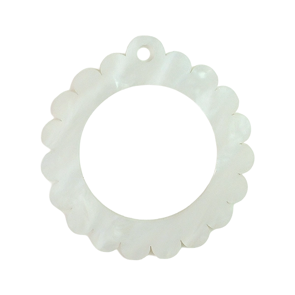 Pearl White Scalloped Acrylic Needlepoint Bag Charm Frame