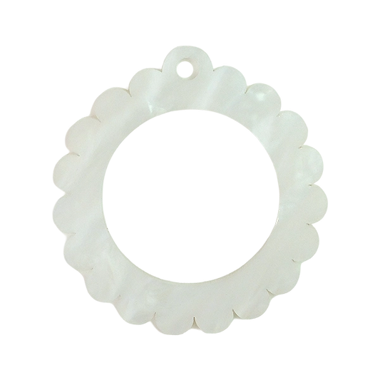 Pearl White Scalloped Acrylic Needlepoint Bag Charm Frame