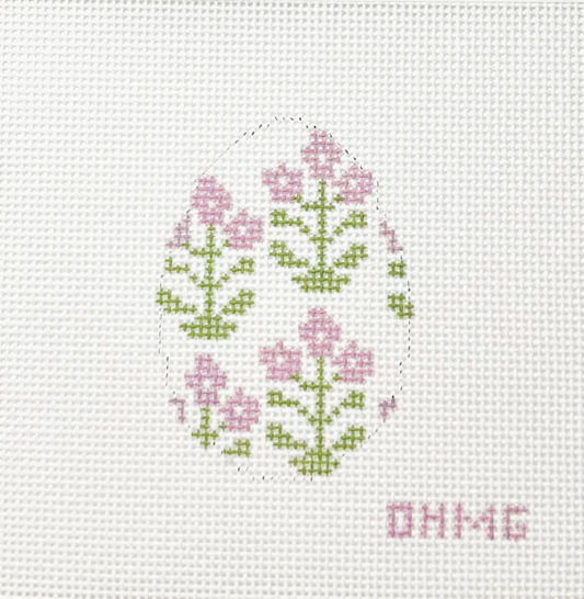 Pink Floral Egg needlepoint canvas