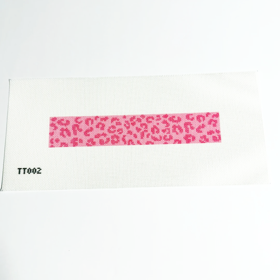 Pink Cheetah Key Fob Needlepoint Canvas, 18 mesh, 1.5"x8" Design