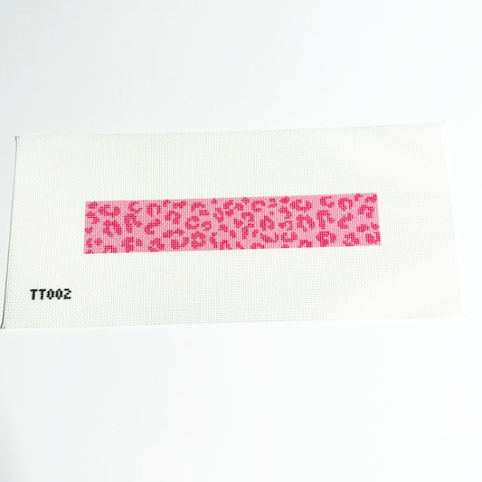 Pink Cheetah Key Fob Needlepoint Canvas, 18 mesh, 1.5"x8" Design