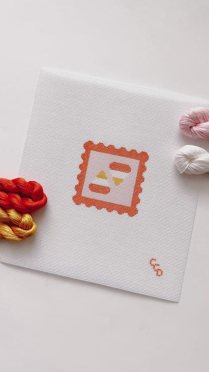 Candy Corn Stamp Needlepoint Canvas – 18 Mesh Zweigart Mono Deluxe, 2.7" Hand Painted Fall Halloween Mini