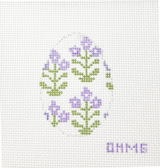Purple Floral Egg needlepoint canvas