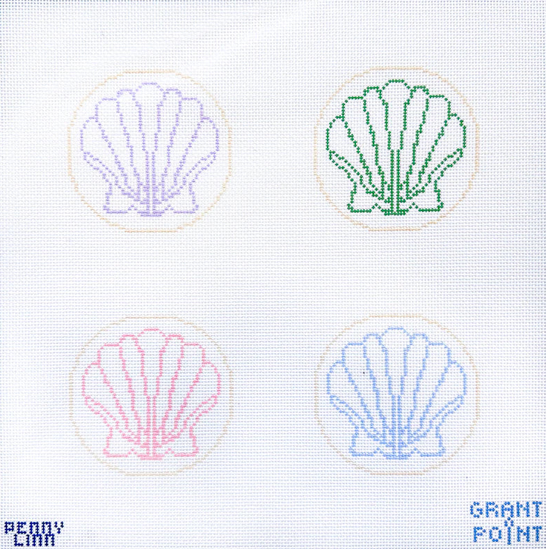Simple Shells Coaster Set needlepoint canvas