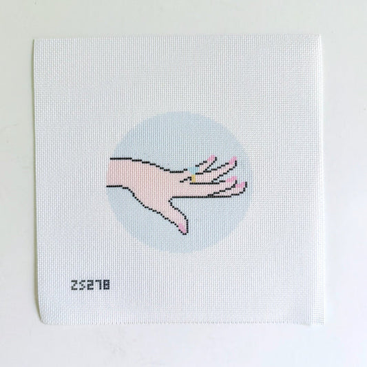 Show Me the Ring Blue Printed Needlepoint Canvas by KCN Designers