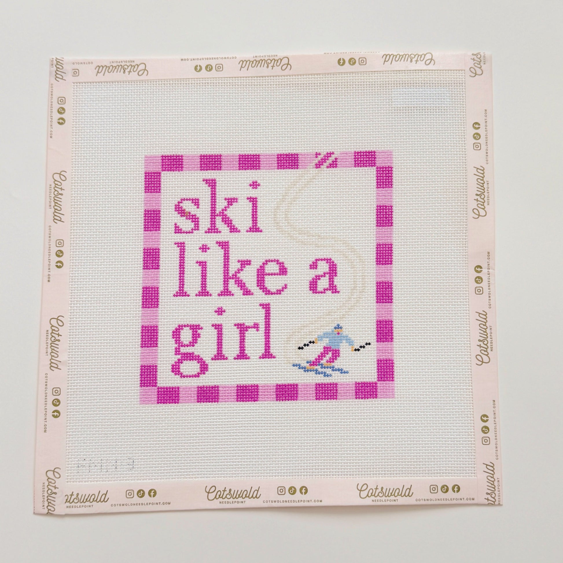 Ski Like A Girl Needlepoint Canvas by Forget Me Not Needleworks