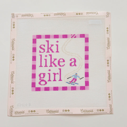 Ski Like A Girl Needlepoint Canvas by Forget Me Not Needleworks