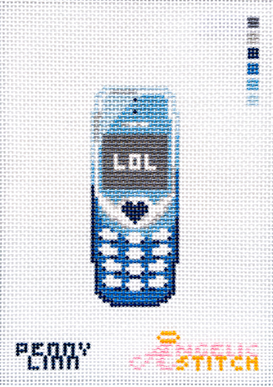 Y2K Phone Blue LOL needlepoint canvas